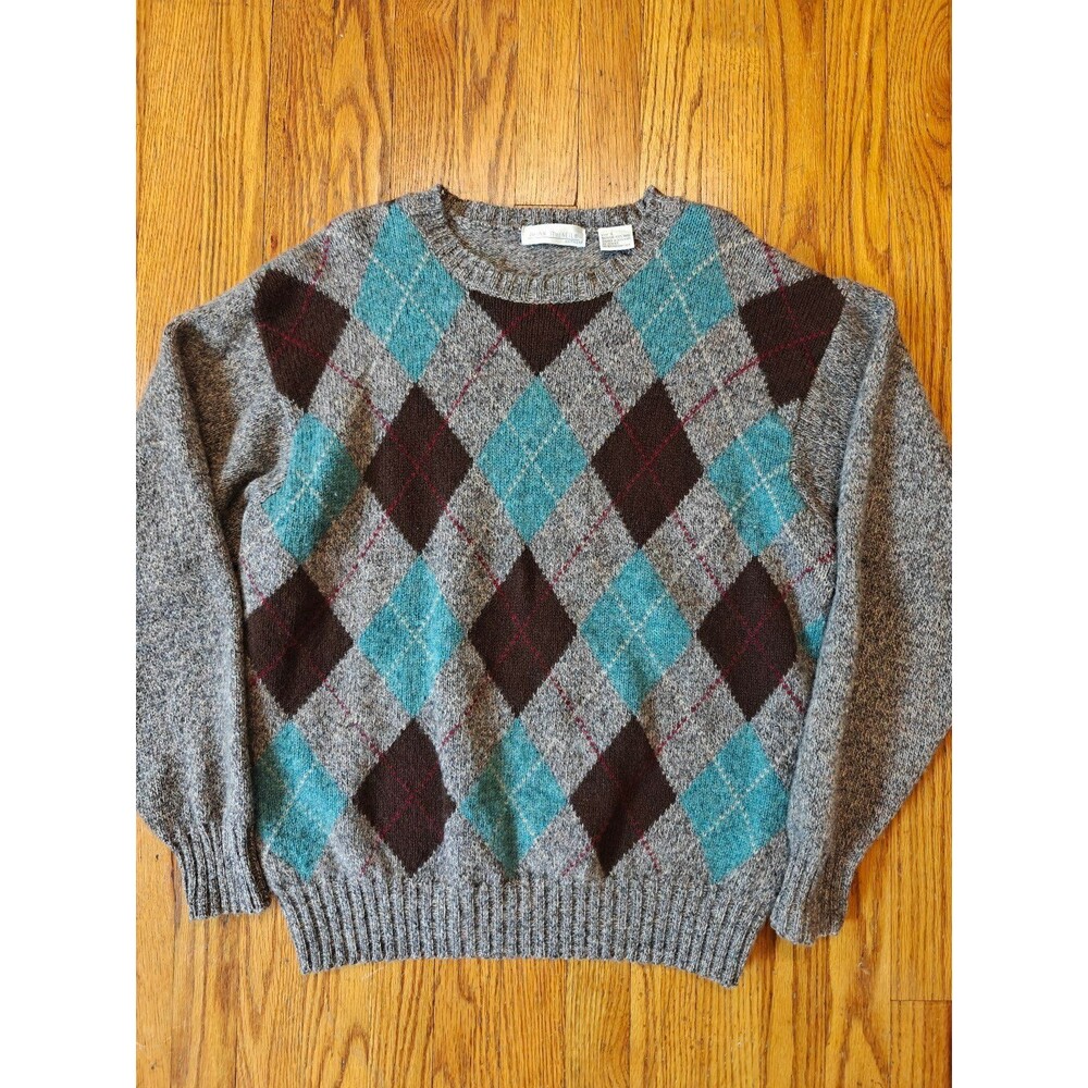 Vintage Shetland Wool Argyle Sweater Dadcore Brian Macneil Large Grandpacore